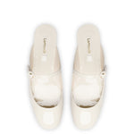 Blair Flat Mule In Ivory Patent Leather