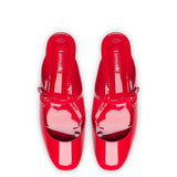 Blair Flat Mule In Scarlet Patent Leather