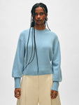 Cashmere Blouson Sleeve Crewneck