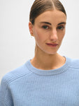 Cashmere Ribbed Saddle Sleeve Crewneck