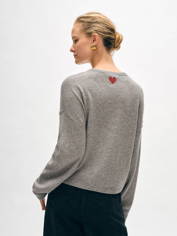 Cashmere Heart Drop Shoulder Sweater