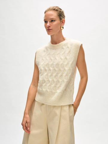 Merino Cashmere Bouclé Cable Vest