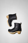 No.6 5" Pull On Shearling Clog Boot on Mid Heel in Ink Aviator