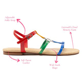 Hana Flat Sandal In Multicolor Patent Leather and Raffia