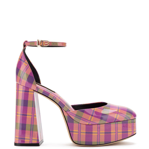 Ari Pump In Pink Tartan Patent Leather