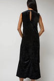 Anggae Washed Velvet Long Dress in Black