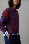 MOLLY SWEATER | BLUE AND AUBURN STRIPE