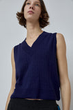 CORDERA Merino Pointelle Waistcoat in Prussian Blue