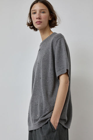 CORDERA Merino Wool Beaded T-Shirt in Grey