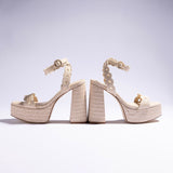 Dolly Broderie Sandal In Natural Raffia