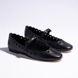 Blair Broderie Ballet Flat In Black Leather