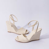 Yves Wedge In Ivory Leather