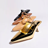 Ines Mule In Tan Patent Leather