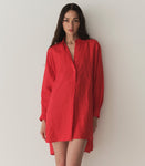 JORA LINEN DRESS -- SCARLET