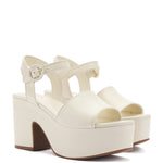 Miso Platform Strap Sandal In Ivory Leather