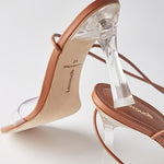 Gloria Sandal In Caramel Leather and Vinyl