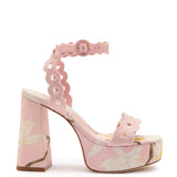 Dolly Broderie Sandal In Tulip Printed Raffia