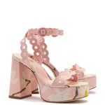 Dolly Broderie Sandal In Tulip Printed Raffia