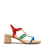 Hana Block In Multicolor Patent Leather and Raffia