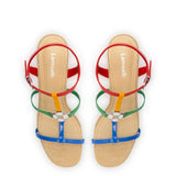 Hana Block In Multicolor Patent Leather and Raffia