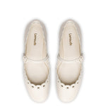 Blair Broderie Ballet Flat In Ivory Leather