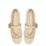 Verona Macrame Ballet Flat In Ivory Leather