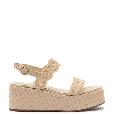 Florence Broderie Flatform In Natural Raffia