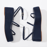 Gio Flatform Sandal In Navy Suede