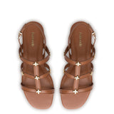 Harmony Flatform Sandal In Caramel Leather