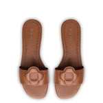 Flora Flat Mule In Caramel Leather