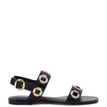 Milan Flat Sandal In Black Leather