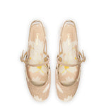 Georgina Ballet Flat In Beige Printed Raffia