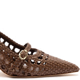 Ines Macrame Pump In Burnt Umber Leather