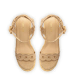 Florence Broderie Wedge In Beige Raffia