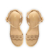 Florence Broderie Wedge In Beige Raffia