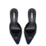 Mini Valerie Pump In Navy Suede and Black Leather