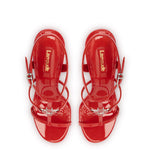 Hana Sandal In Scarlet Patent Leather