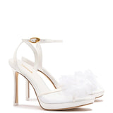 Salma Platform Sandal In White Satin