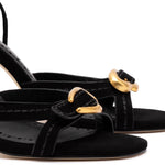 Verona Strappy Sandal In Black Suede