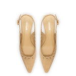 Florence Broderie Pump In Beige Raffia