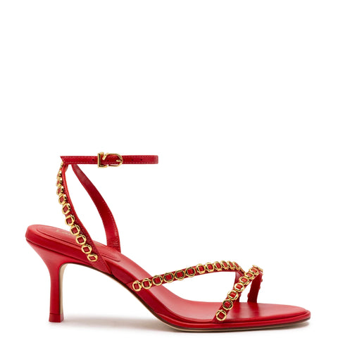 Milanina Mini Sandal In Scarlet Leather