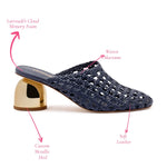 Dew Drop Macrame Mule In Navy Leather