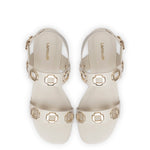 Milan Flat Sandal In Ivory Leather