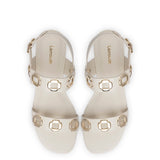 Milan Flat Sandal In Ivory Leather