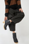 No.6 5" Pull On Shearling Clog Boot on High Heel in Ink Aviator