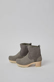 No.6 5" Pull On Shearling Clog Boot on Mid Tread in Smoke Suede on White Base