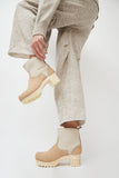 No.6 5" Pull On Shearling Clog Boot on Mid Tread in Bone Suede on White Base