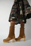 No.6 9" Pull On Shearling Clog Boot on High Heel in Copper