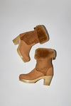 No.6 9" Pull On Shearling Clog Boot on High Heel in Copper