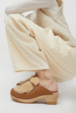 No.6 Billie Fur Clog on Mid Heel in Palomino